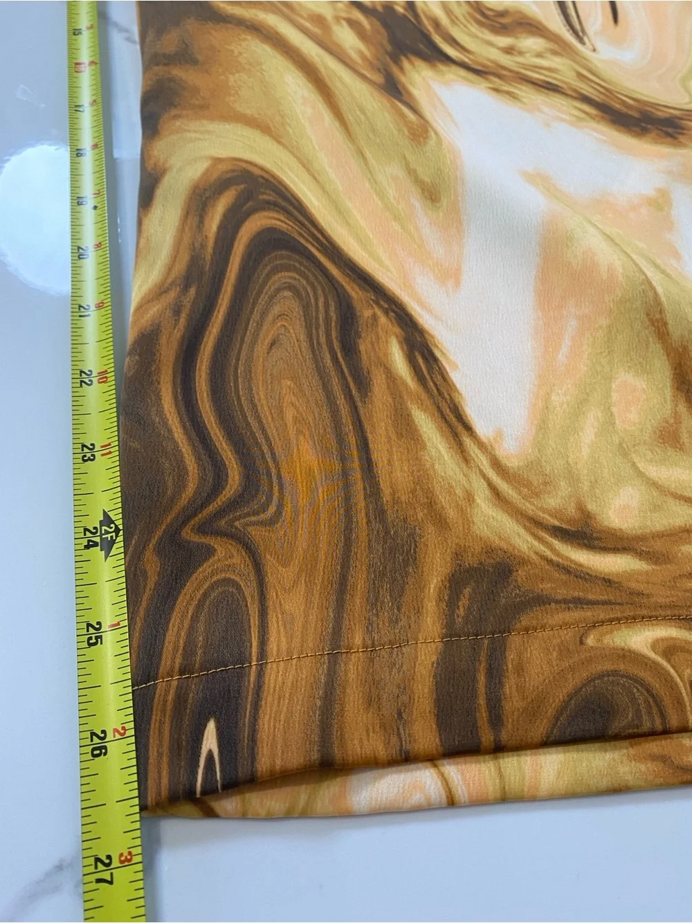 Jeannie Mai x INC Marble Print Wide Leg Pants Brown Gold Retro Y2K‎ Size 12